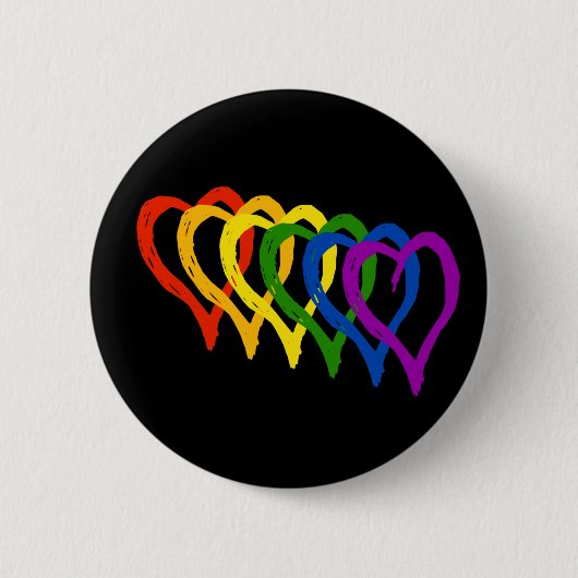 Valentijn Gay Pride regenbooggelaagde harten Ronde Button 5,7 Cm (Voorkant)