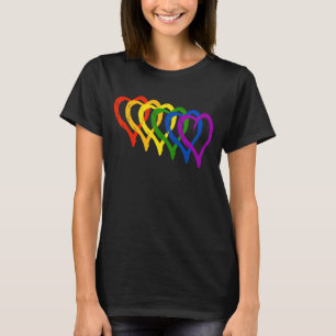 Valentijn Gay Pride regenbooggelaagde harten T-shirt