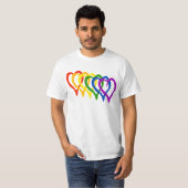 Valentijn Gay Pride regenbooggelaagde harten T-shirt (Voorkant volledig)