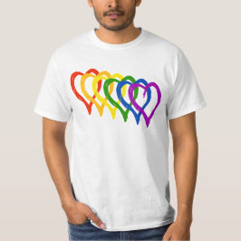 Valentijn Gay Pride regenbooggelaagde harten T-shirt