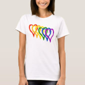 Valentijn Gay Pride regenbooggelaagde harten T-shirt (Voorkant)