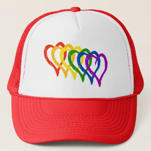 Valentijn Gay Pride regenbooggelaagde harten Trucker Pet