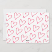 Valentijn geboorteaankondiging 3 Fotoroze harten Feestdagenkaart (Achterkant)