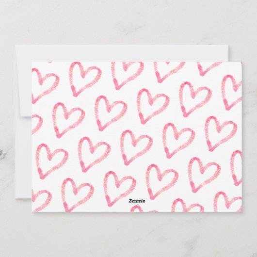 Valentijn geboorteaankondiging 3 Fotoroze harten Feestdagenkaart (Achterkant)