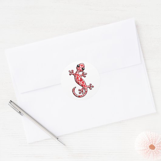 Valentijn Gecko Lizards Ronde Sticker (Envelop)