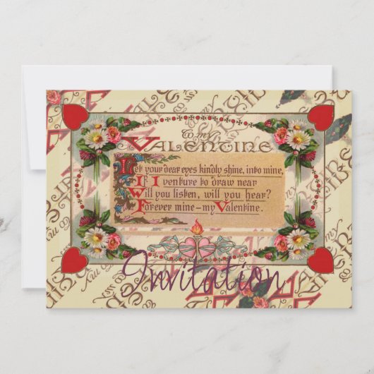 Valentijn gedicht met bloemen kaart (Voorkant)