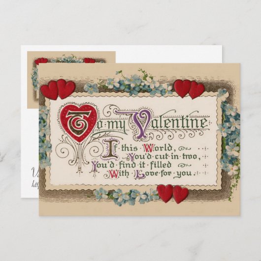 Valentijn gedicht met hart feestdagenkaart (Voorkant / Achterkant)