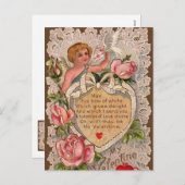 Valentijn gedicht met kant feestdagenkaart (Voorkant / Achterkant)