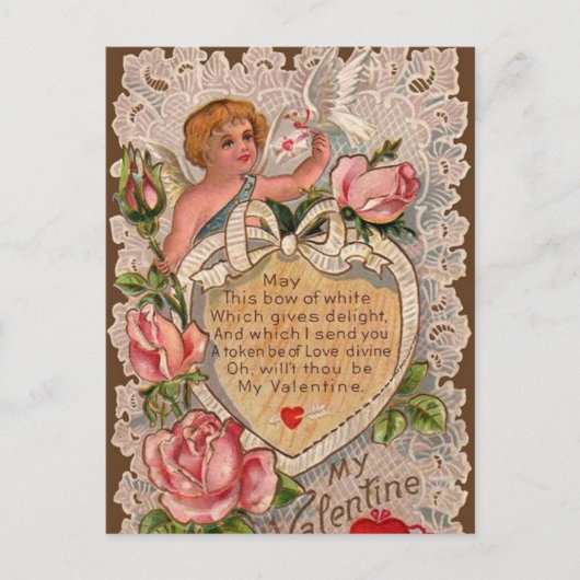 Valentijn gedicht met kant feestdagenkaart (Voorkant)