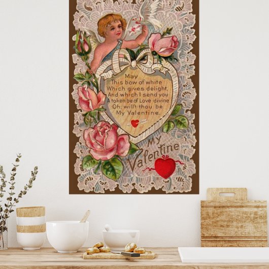 Valentijn gedicht met kant poster (Keuken)