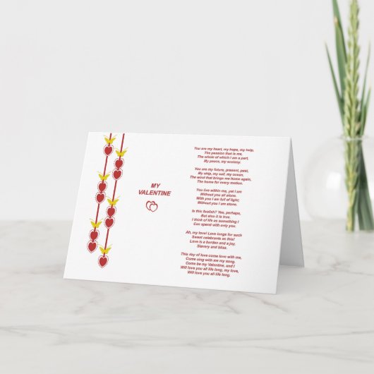 Valentijn gedicht Wenskaart Feestdagen Kaart (Voorkant)