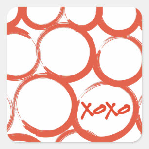 Valentijn gekleurd XOXO Vierkante Sticker