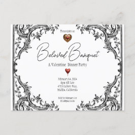 Valentijn Geliefd Banket Dinner Party Uitnodiging Briefkaart