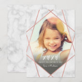 Valentijn Geometric Faux Roos Gold Foil | Grijs Feestdagenkaart (Voorkant / Achterkant)