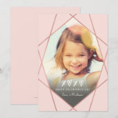 Valentijn Geometric Faux Roos Gold Foil | Roze Feestdagenkaart (Voorkant / Achterkant)