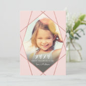 Valentijn Geometric Faux Roos Gold Foil | Roze Feestdagenkaart (Staand voorkant)