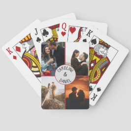 Valentijn gepersonaliseerde fotocollage en namen pokerkaarten