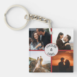 Valentijn gepersonaliseerde fotocollage en namen sleutelhanger