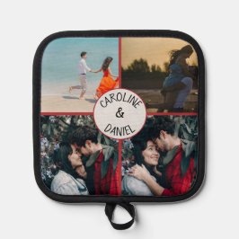 Valentijn gepersonaliseerde fotocollage pannenlap