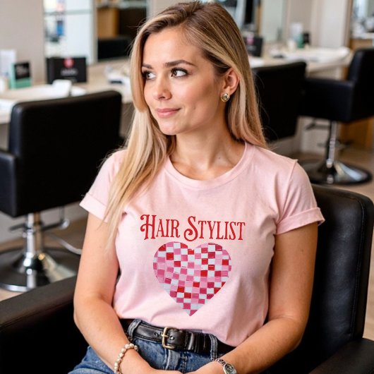 Valentijn geruit hart voor haarstylist t-shirt