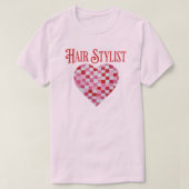 Valentijn geruit hart voor haarstylist t-shirt (Design voorkant)