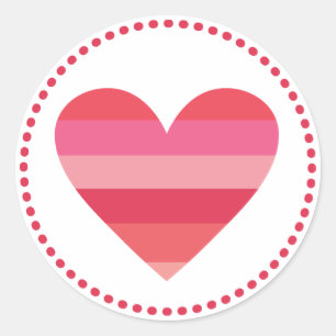 Valentijn   Gestreepte roze hartslag Ronde Sticker