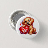 Valentijn Gift - Golden Retriever Glow Ronde Button 3,2 Cm (Voorkant /achterkant)
