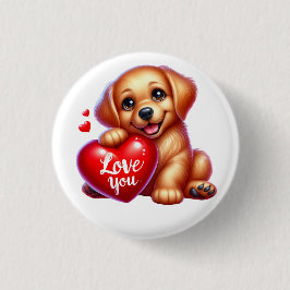 Valentijn Gift - Golden Retriever Glow Ronde Button 3,2 Cm