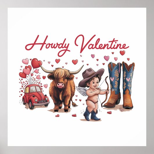 Valentijn Gift | Howdy-Valentijn Poster (Voorkant)