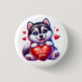 Valentijn Gift - Husky Arctic Elegance Ronde Button 3,2 Cm (Voorkant)