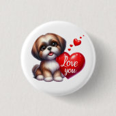 Valentijn Gift - Shih Tzu Sparkle Ronde Button 3,2 Cm (Voorkant)