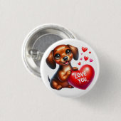 Valentijn Gift - Wiener Wonder Teckel Ronde Button 3,2 Cm (Voorkant /achterkant)