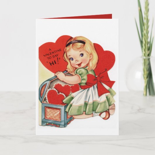 Valentijn Girl Feestdagen Kaart (Voorkant)