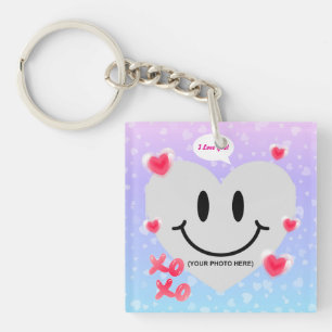 Valentijn Glas Hart Ballon Bubblegum Paar Sleutelhanger