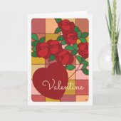 Valentijn Glas in lood HartRozen Kaart (Voorkant)