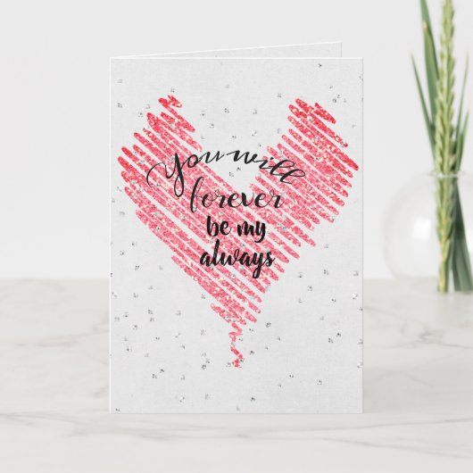 Valentijn Glitter Heart met spelen Kaart (Voorkant)