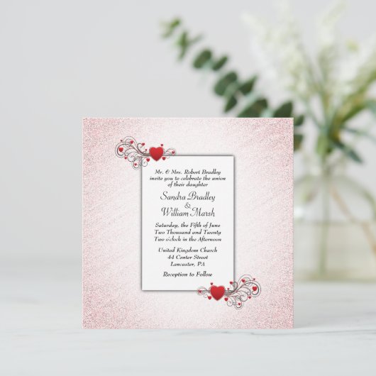 Valentijn Glitter Wedding Uitnodiging (Staand voorkant)