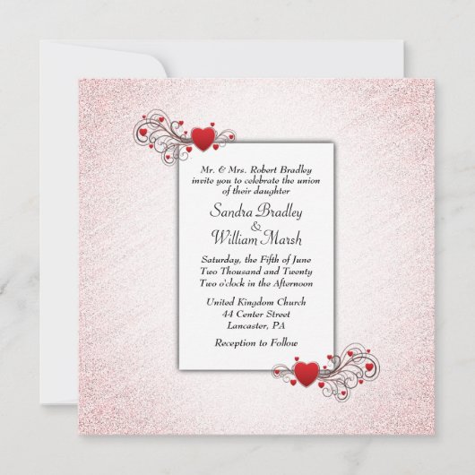 Valentijn Glitter Wedding Uitnodiging (Voorkant)