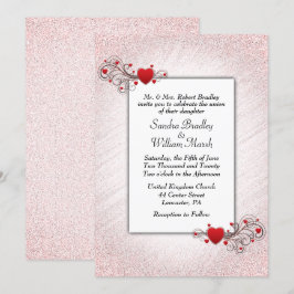 Valentijn Glitter Wedding Uitnodiging