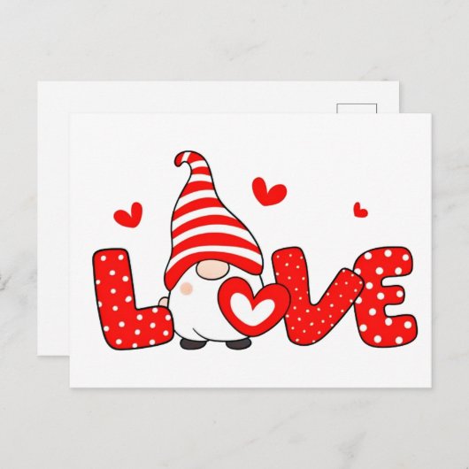 Valentijn gnome briefkaart (Voorkant / Achterkant)