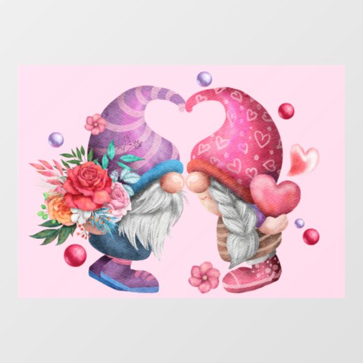 Valentijn Gnome Couple Window Cling Raamsticker (Vel)