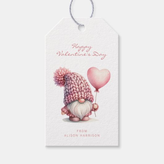 Valentijn Gnome Gift Labels Cadeaulabel (Voorkant)
