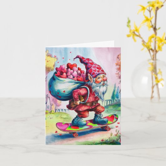 Valentijn Gnome Happy Valentijnse Verjaardag Kaart (Gele Bloem)