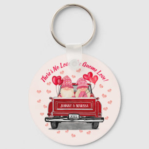 Valentijn Gnome Love Pink Hearts Names Onderzetter Sleutelhanger