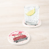 Valentijn Gnome Love Pink Hearts Names Zandsteen Onderzetter (Zijkant)