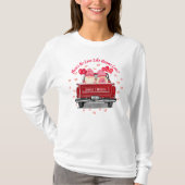 Valentijn Gnome Love Pink Hearts Red Truck T-shirt (Voorkant)