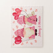 Valentijn Gnome Love Quote Pink Red Hearts Couple Legpuzzel (Verticaal)