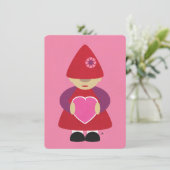 Valentijn Gnome met hartenuitnodiging Kaart (Staand voorkant)
