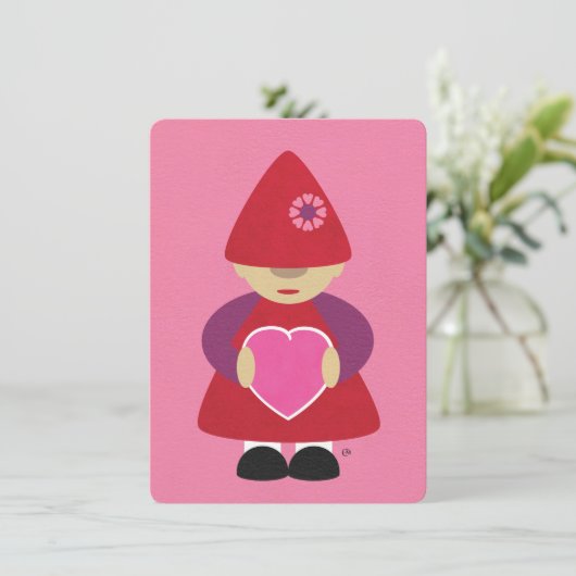 Valentijn Gnome met hartenuitnodiging Kaart (Staand voorkant)