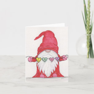 Valentijn Gnome met Heart Garland Feestdagen Kaart